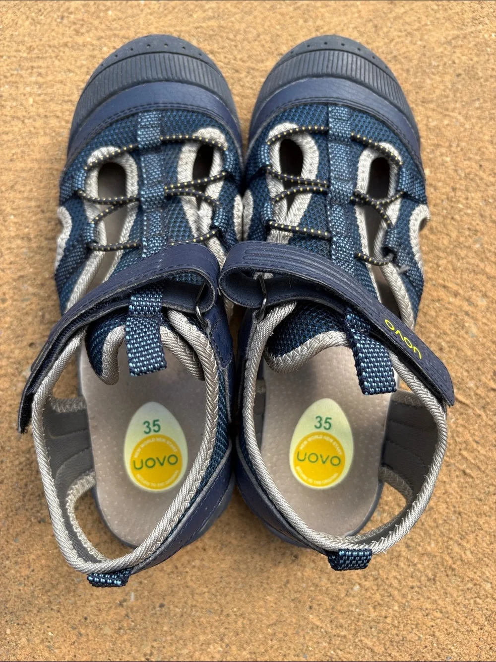 Uovo Blue & Gray Closed Toe Child Sandals Hiking Shoes size 35 ( Youth Size 3)